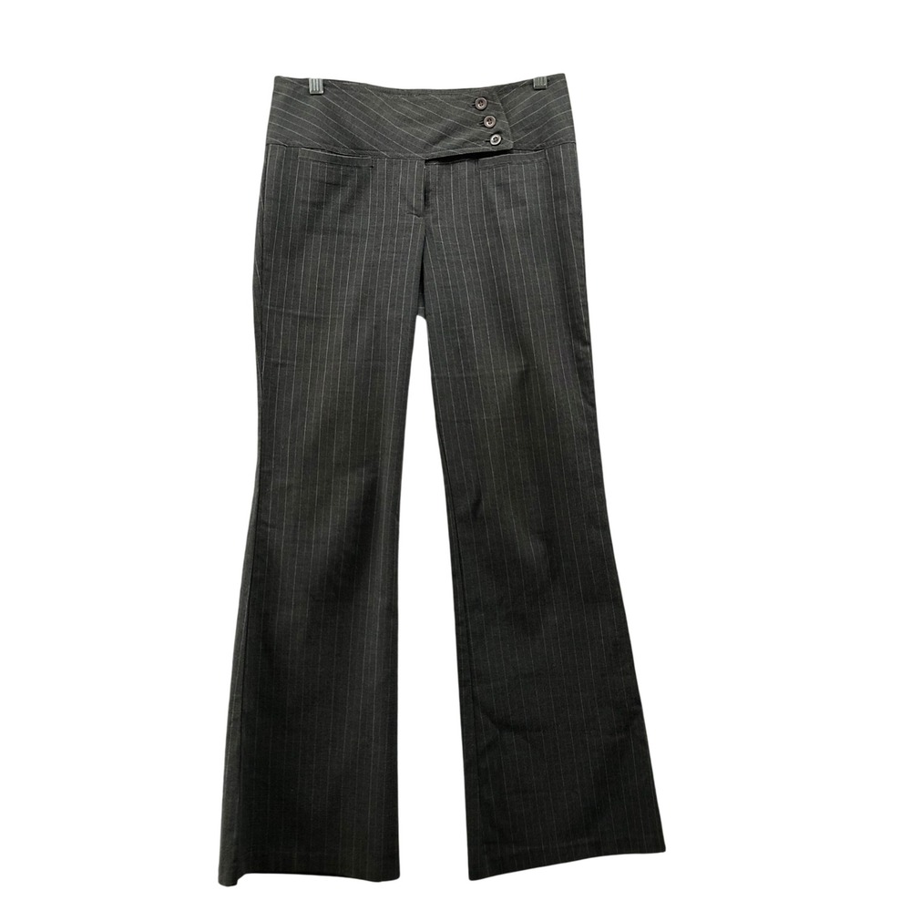 Vintage Y2K Zinc Asymmetric Waist Pinstripe Flare Pants Womens 5 2-4 Low Rise
